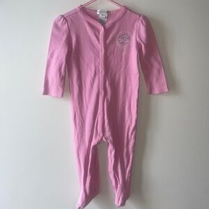 🌈 Ralph Lauren Baby Girl Footed Sleeper Pink Snap Front Pj Sz 9M